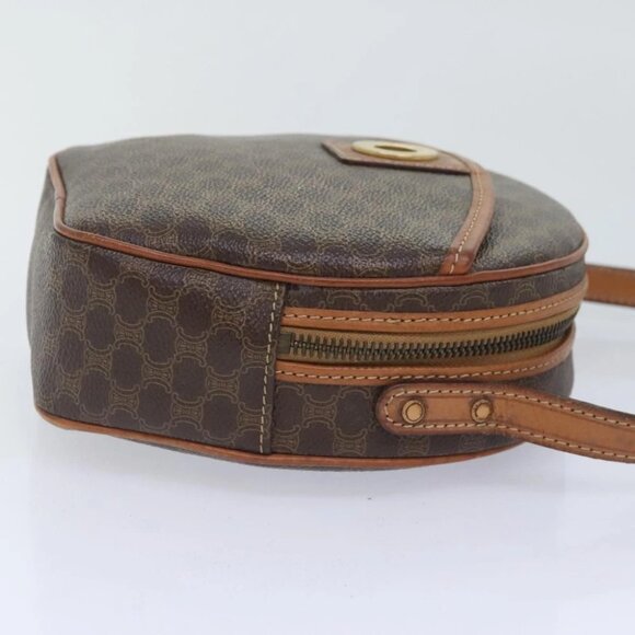CELINE Macadam Canvas Shoulder Bag PVC Leather Brown Gold Auth 93827 - Picture 5 of 15